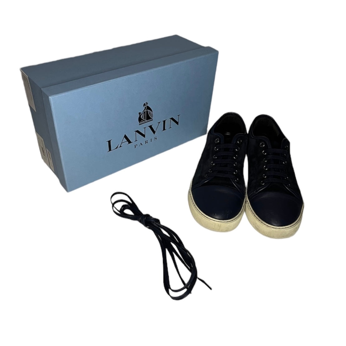 LANVIN NAVY DBB1 CAP TOE SNEAKER / UK 8