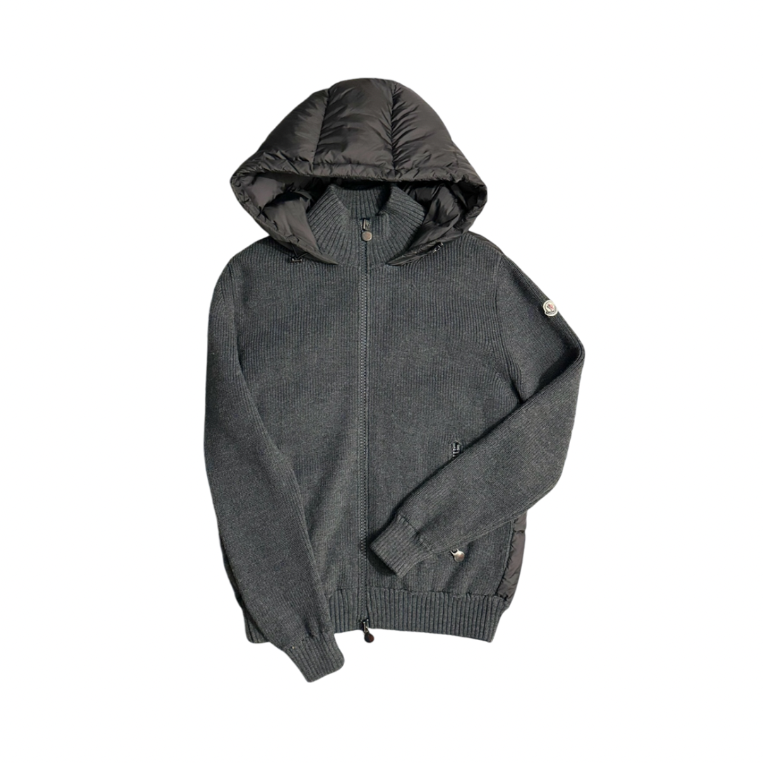 MONCLER TRICOT HOODED CARDIGAN GREY | SIZE: XL