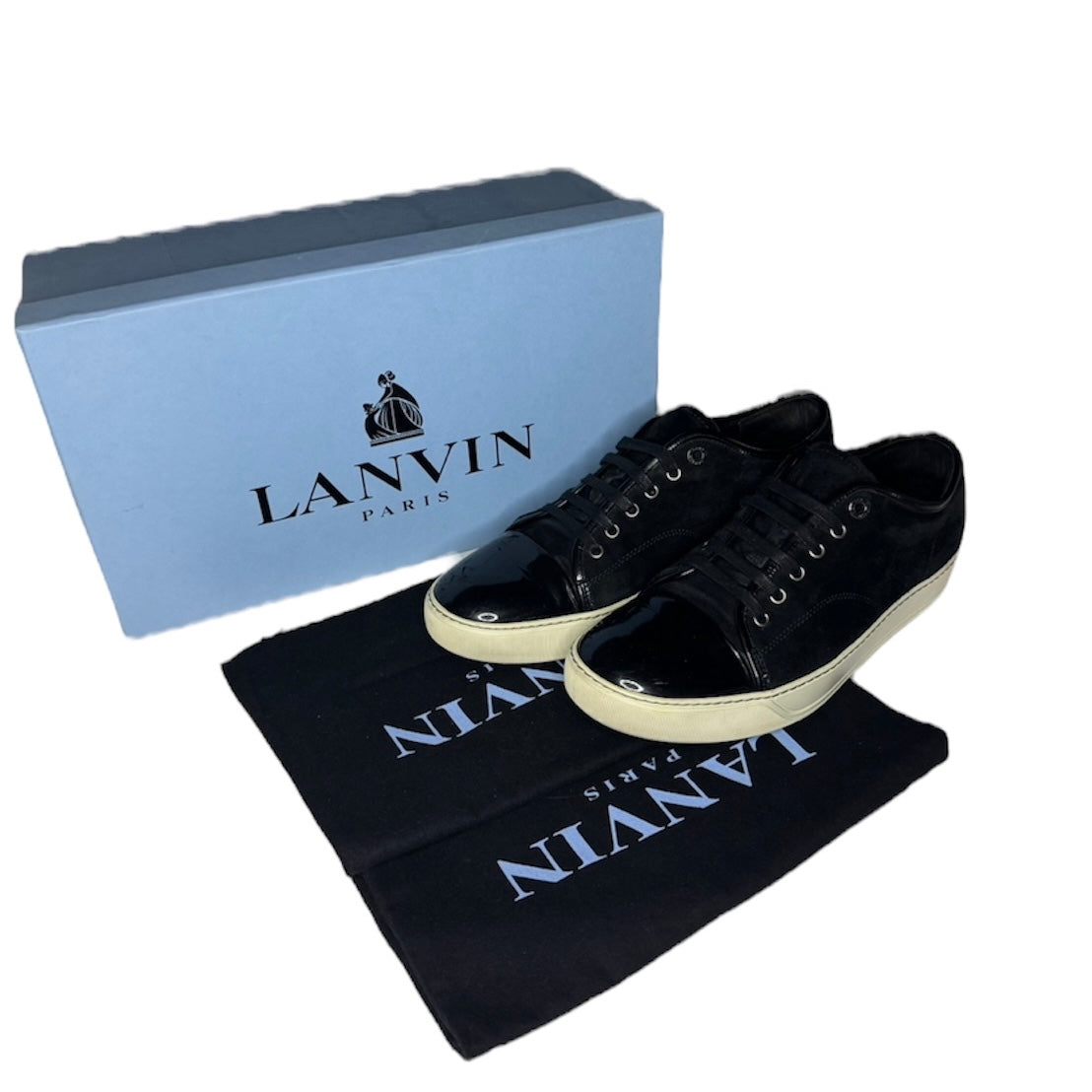 LANVIN BLACK DBB1 SUEDE CAP TOE SNEAKER | EU 42