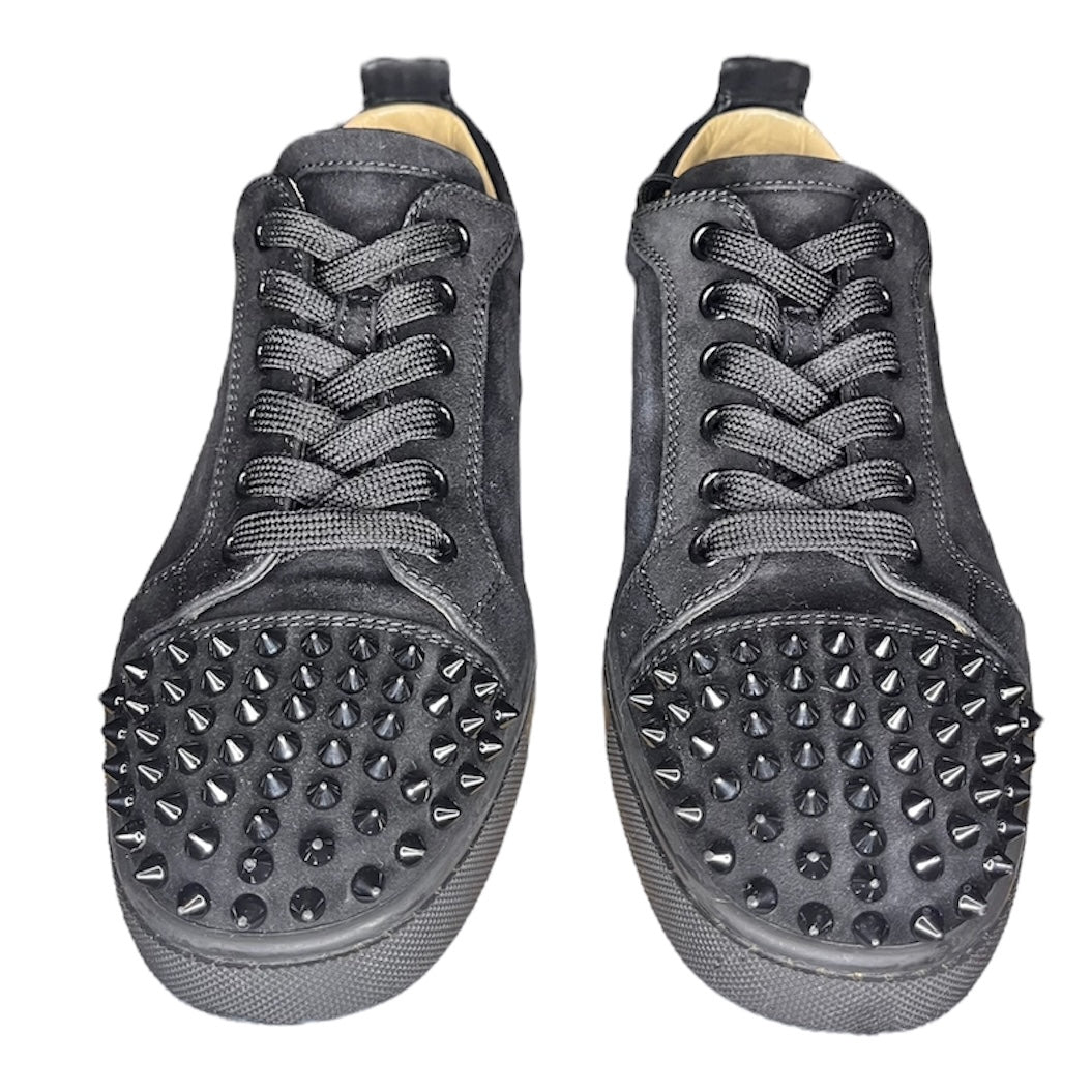 LOUBOUTIN BLACK SUEDE SPIKED SNEAKER / EU 40