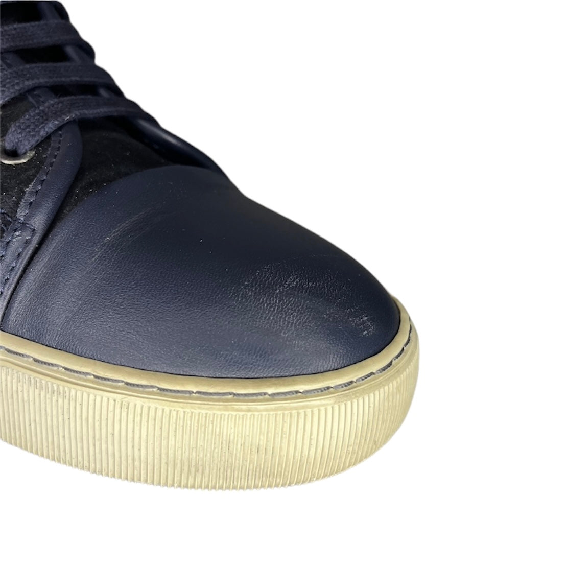 LANVIN NAVY DBB1 CAP TOE SNEAKER / UK 8