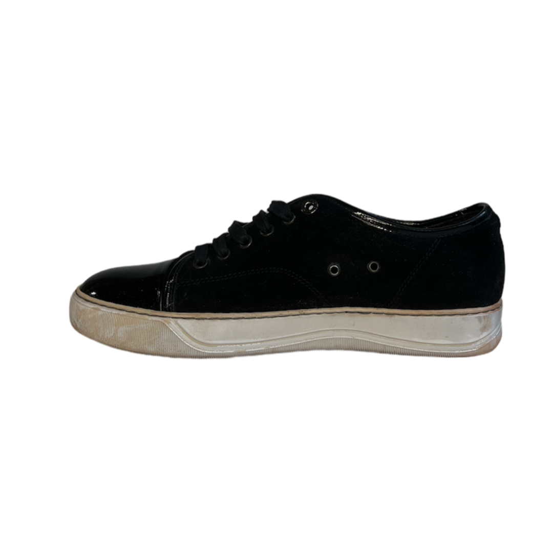 LANVIN BLACK DBB1 CAP TOE SUEDE SNEAKER / UK 7