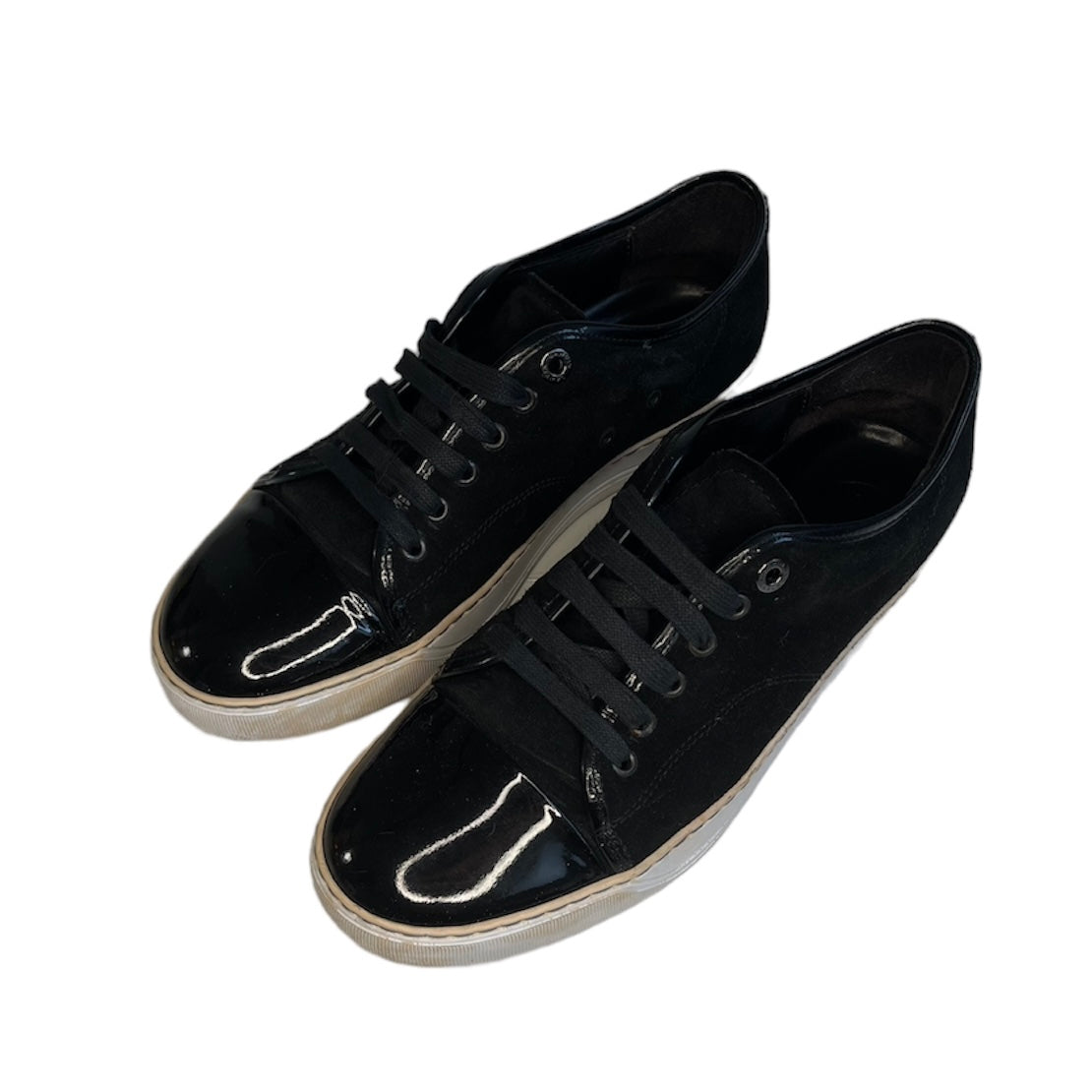 LANVIN BLACK DBB1 CAP TOE SUEDE SNEAKER / UK 7