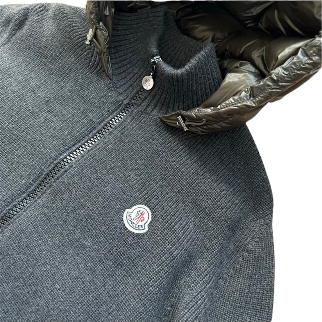 MONCLER GREY MAGLIONE TRICOT CARDIGAN | L