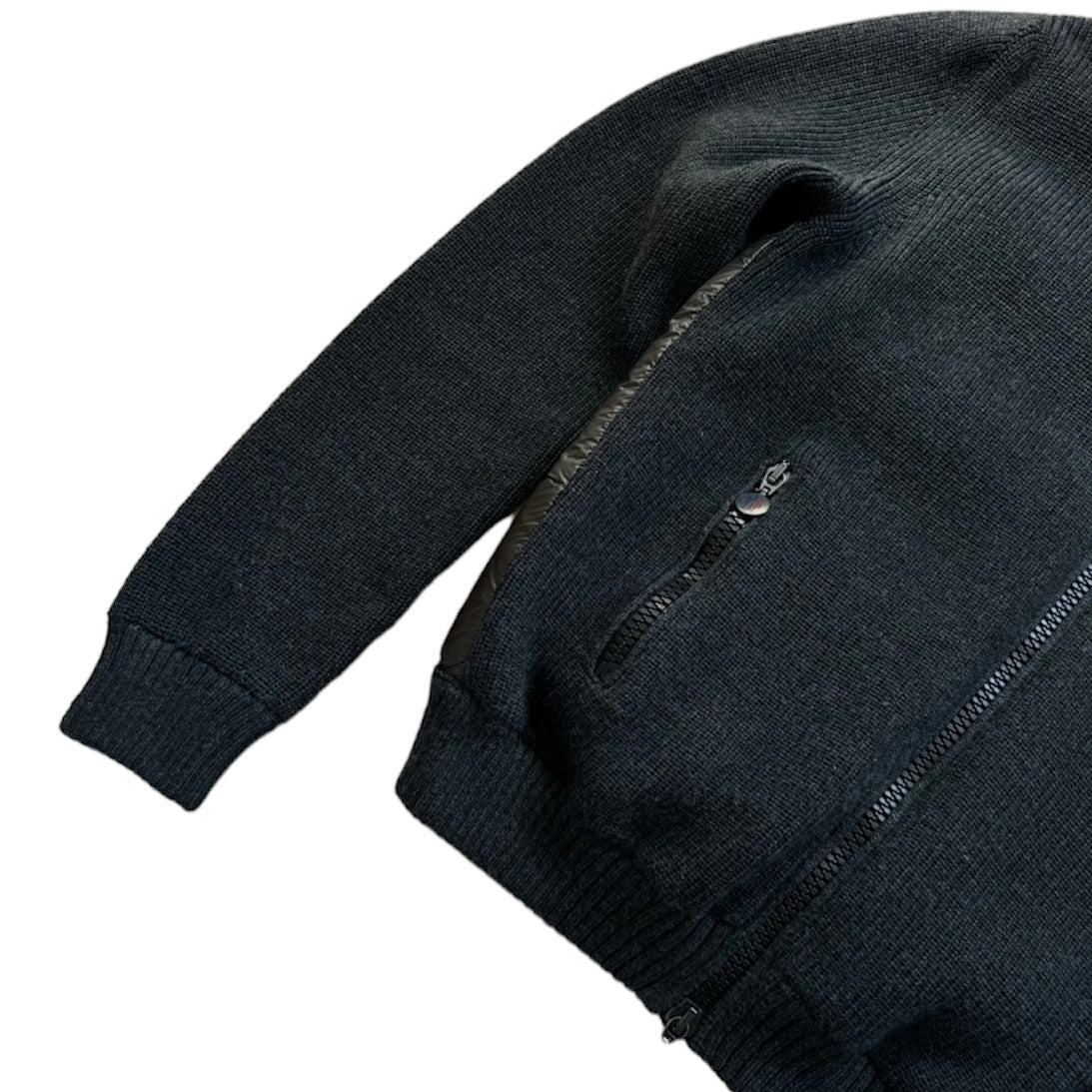 MONCLER GREY MAGLIONE TRICOT CARDIGAN | L