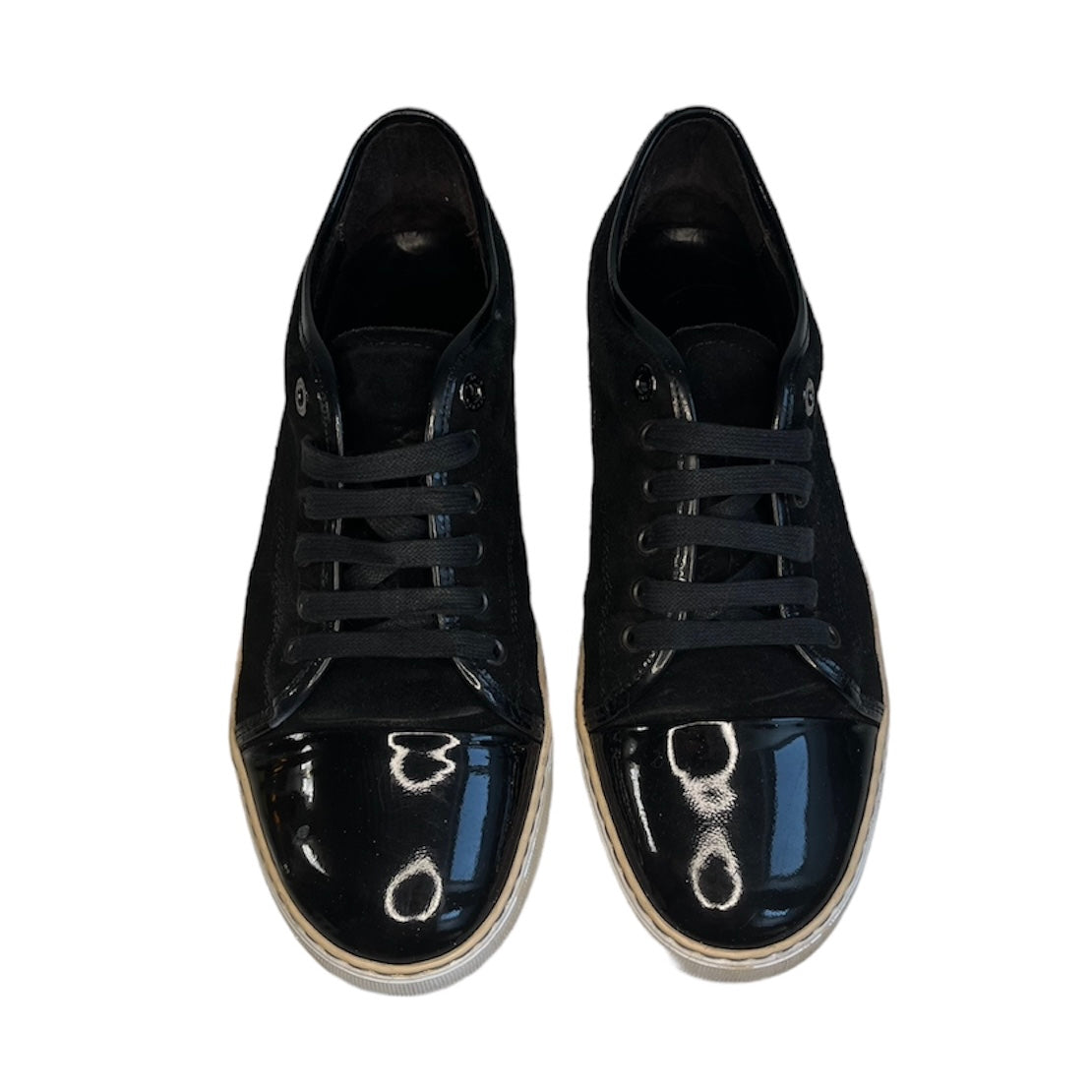 LANVIN BLACK DBB1 CAP TOE SUEDE SNEAKER / UK 7